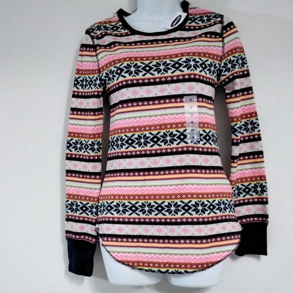 Old Navy Active Long Sleeve Striped Shirt Size M Medium Casual Boyfriend 007 - Picture 11 of 15